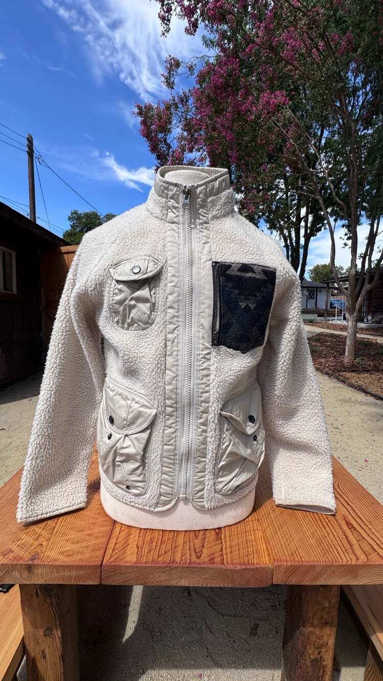 Sun + Stone Reano Mixed Media Sherpa Fleece Utility Jacket Small